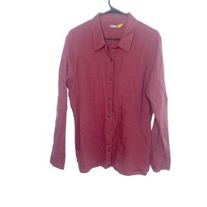 Vintage Cabelas linen shirt burgundy maroon size L large